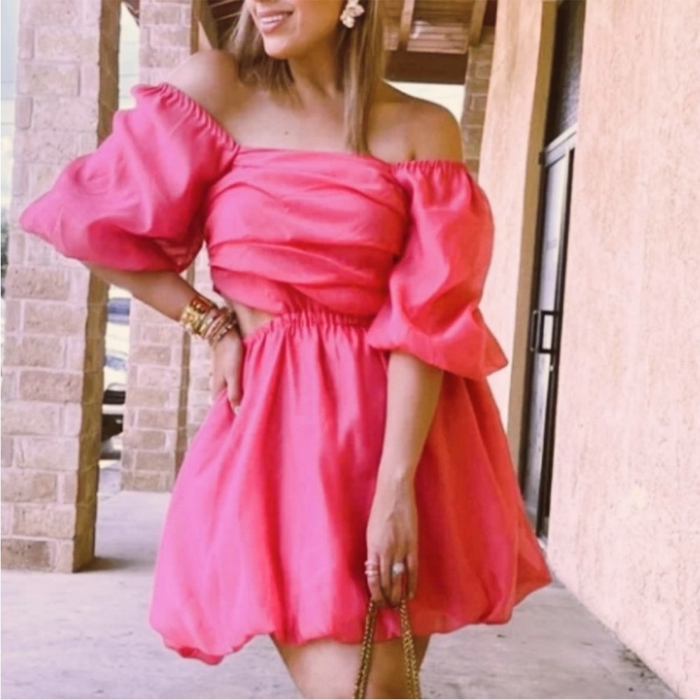 A New Day Pink Puff Sleeve Mini Dress